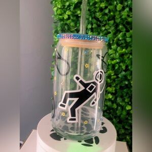 Astronaut Glass Tumbler with Straw